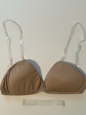 Body Wrappers Nude Clear Strap Bra Size Small 32 A/B